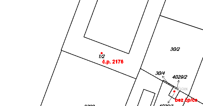 Předměstí 2176, Svitavy na parcele st. 1/2 v KÚ Svitavy-předměstí, Katastrální mapa