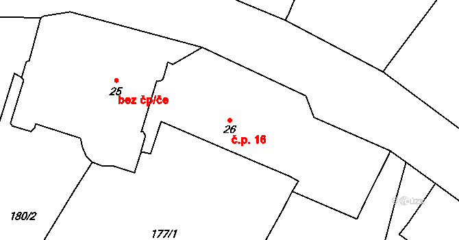 Přední Ptákovice 16, Strakonice na parcele st. 26 v KÚ Přední Ptákovice, Katastrální mapa