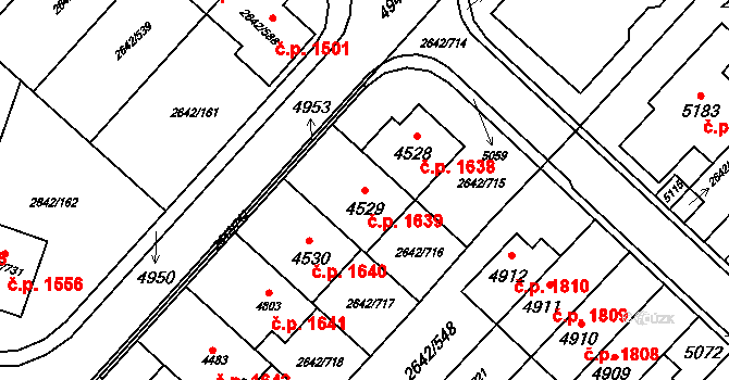 Kuřim 1639 na parcele st. 4529 v KÚ Kuřim, Katastrální mapa