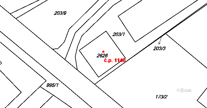 Přívoz 1140, Ostrava na parcele st. 2626 v KÚ Přívoz, Katastrální mapa