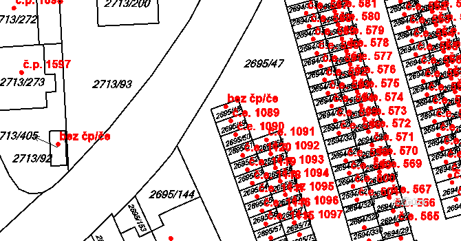 Pelhřimov 1089 na parcele st. 2695/49 v KÚ Pelhřimov, Katastrální mapa