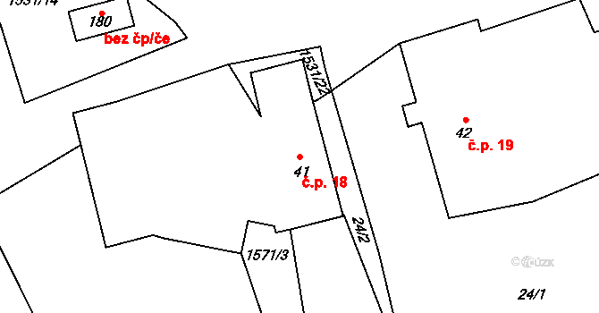 Úbočí 18, Dolní Žandov na parcele st. 41 v KÚ Úbočí u Dolního Žandova, Katastrální mapa
