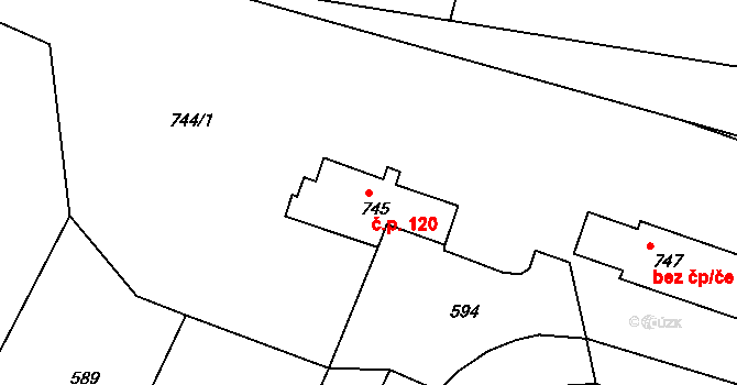 Lípa 120 na parcele st. 745 v KÚ Lípa nad Dřevnicí, Katastrální mapa