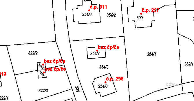 Staré Sedlo 43349005 na parcele st. 354/7 v KÚ Staré Sedlo u Sokolova, Katastrální mapa