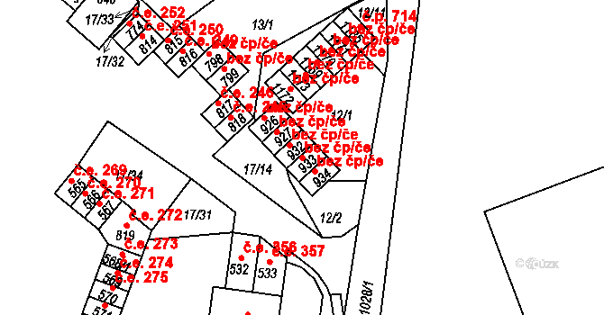 Krupka 43581005 na parcele st. 933 v KÚ Bohosudov, Katastrální mapa