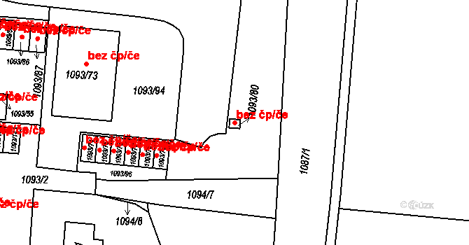 Brno 45577005 na parcele st. 1093/80 v KÚ Slatina, Katastrální mapa