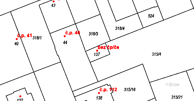 Veltruby 46086005 na parcele st. 137 v KÚ Hradišťko I, Katastrální mapa