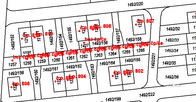 Svitavy 46416005 na parcele st. 1263 v KÚ Čtyřicet Lánů, Katastrální mapa