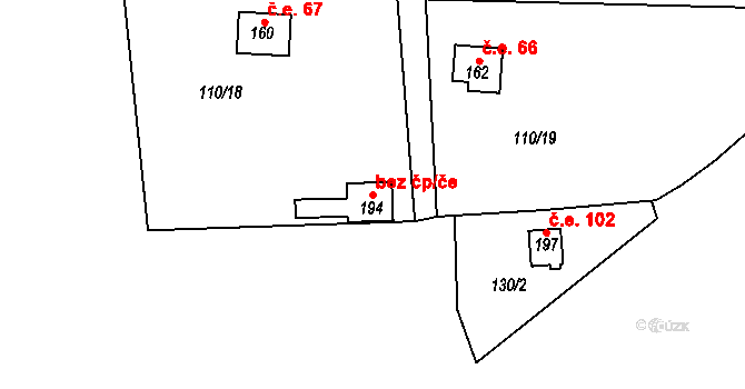 Trnová 49344005 na parcele st. 194 v KÚ Trnová u Jíloviště, Katastrální mapa