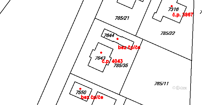 Havlíčkův Brod 4043 na parcele st. 7643 v KÚ Havlíčkův Brod, Katastrální mapa