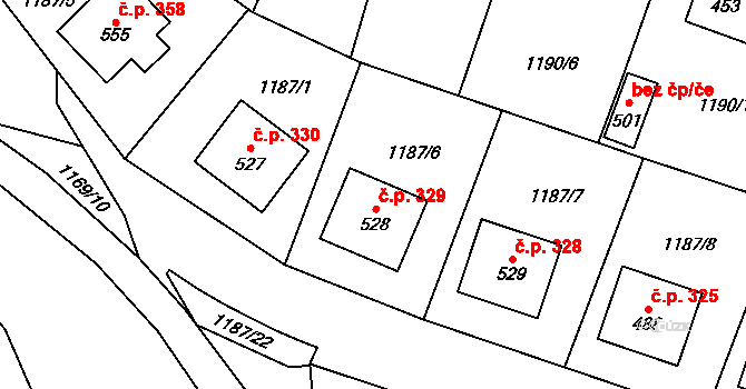 Žihle 329 na parcele st. 528 v KÚ Žihle, Katastrální mapa