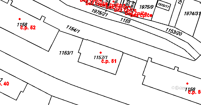 Vimperk III 51, Vimperk na parcele st. 1157/1 v KÚ Vimperk, Katastrální mapa