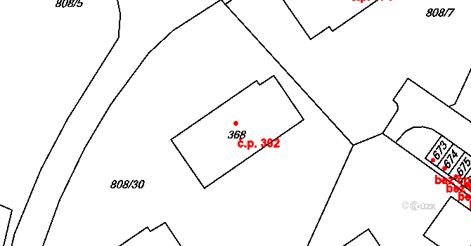 Lhenice 302 na parcele st. 368 v KÚ Lhenice, Katastrální mapa