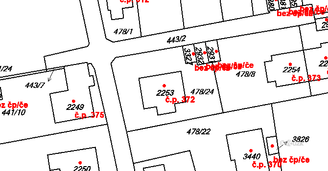 Horní Brána 372, Český Krumlov na parcele st. 2253 v KÚ Český Krumlov, Katastrální mapa
