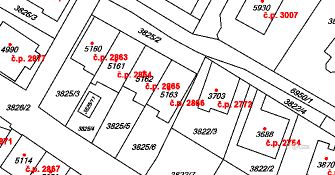 Žatec 2866 na parcele st. 5163 v KÚ Žatec, Katastrální mapa