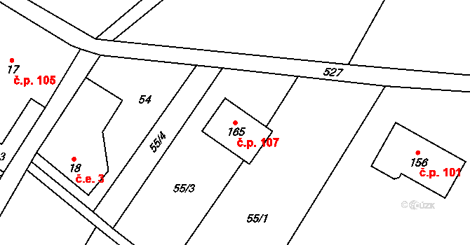 Dolní Sedlo 107, Hrádek nad Nisou na parcele st. 165 v KÚ Dolní Sedlo, Katastrální mapa
