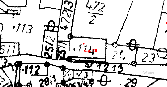 Loučky 25, Verneřice na parcele st. 114 v KÚ Loučky u Verneřic, Katastrální mapa