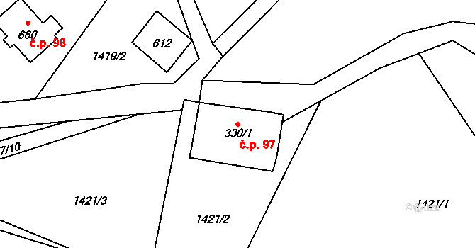 Loučná nad Nisou 97, Janov nad Nisou na parcele st. 330/1 v KÚ Loučná nad Nisou, Katastrální mapa