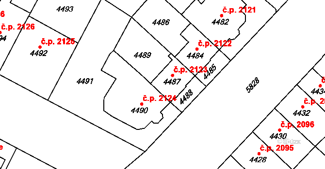 Jihlava 2123 na parcele st. 4487 v KÚ Jihlava, Katastrální mapa