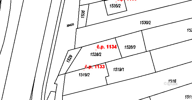 Nivnice 1134 na parcele st. 1528/2 v KÚ Nivnice, Katastrální mapa