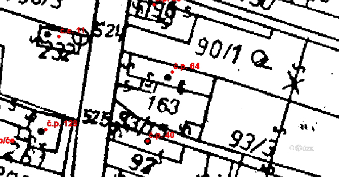 Vanovice 64, Všejany na parcele st. 163 v KÚ Všejany, Katastrální mapa