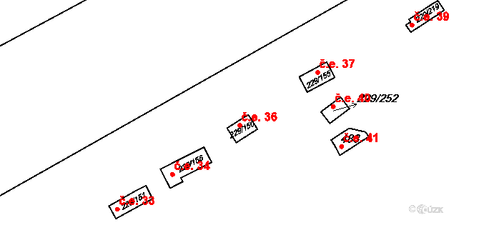 Hostěradice 36, Kamenný Přívoz na parcele st. 229/150 v KÚ Hostěradice, Katastrální mapa