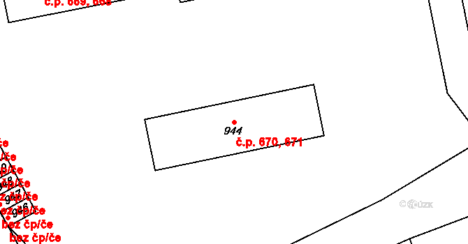 Ždánice 670,671 na parcele st. 944 v KÚ Ždánice, Katastrální mapa