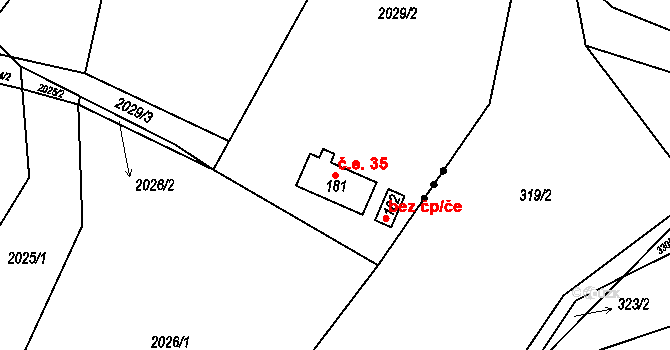 Sembratec 35, Petroupim na parcele st. 181 v KÚ Petroupim, Katastrální mapa