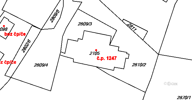Lomnice nad Popelkou 1247 na parcele st. 2105 v KÚ Lomnice nad Popelkou, Katastrální mapa