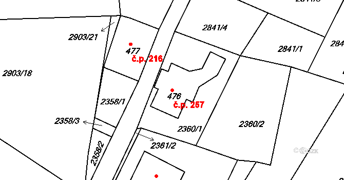 Horní Rokytnice 257, Rokytnice nad Jizerou na parcele st. 476 v KÚ Horní Rokytnice nad Jizerou, Katastrální mapa