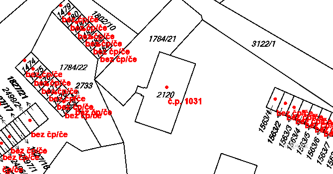 Stříbro 1031 na parcele st. 2120 v KÚ Stříbro, Katastrální mapa