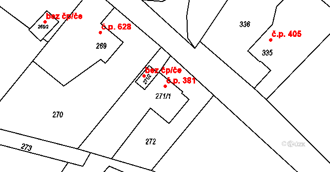 Lutyně 381, Orlová na parcele st. 271/1 v KÚ Horní Lutyně, Katastrální mapa