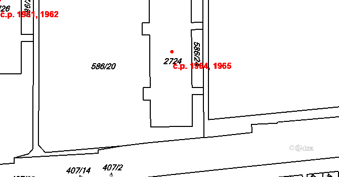 Předměstí 1964,1965, Svitavy na parcele st. 2724 v KÚ Svitavy-předměstí, Katastrální mapa