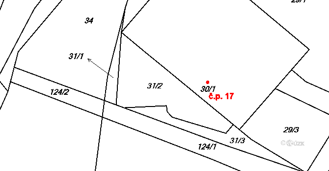 Svépravice 17 na parcele st. 30/1 v KÚ Svépravice, Katastrální mapa