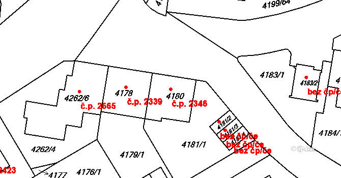 Smíchov 2346, Praha na parcele st. 4180 v KÚ Smíchov, Katastrální mapa