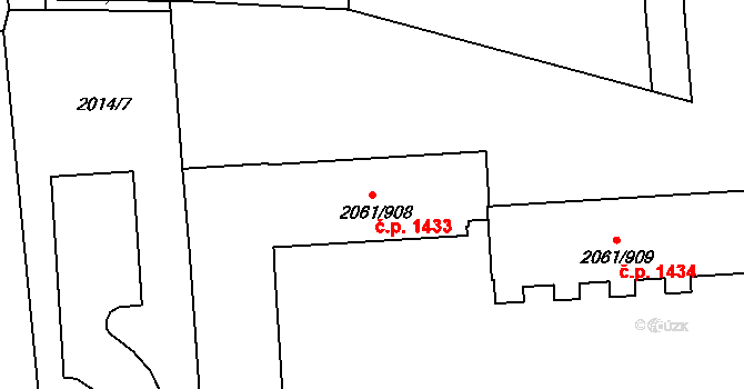 České Budějovice 2 1433, České Budějovice na parcele st. 2061/908 v KÚ České Budějovice 2, Katastrální mapa