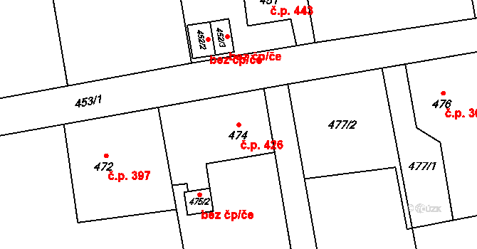 Louky 426, Karviná na parcele st. 474 v KÚ Louky nad Olší, Katastrální mapa