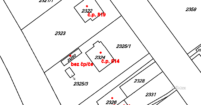 Bolevec 814, Plzeň na parcele st. 2324 v KÚ Bolevec, Katastrální mapa