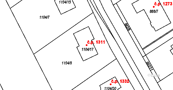 Bystřice 1311 na parcele st. 1104/17 v KÚ Bystřice nad Olší, Katastrální mapa
