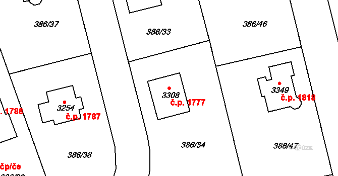 Choceň 1777 na parcele st. 3308 v KÚ Choceň, Katastrální mapa