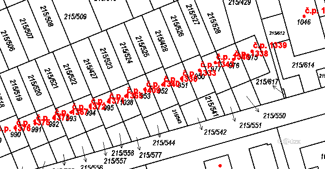 Rudná 1330 na parcele st. 952 v KÚ Hořelice, Katastrální mapa