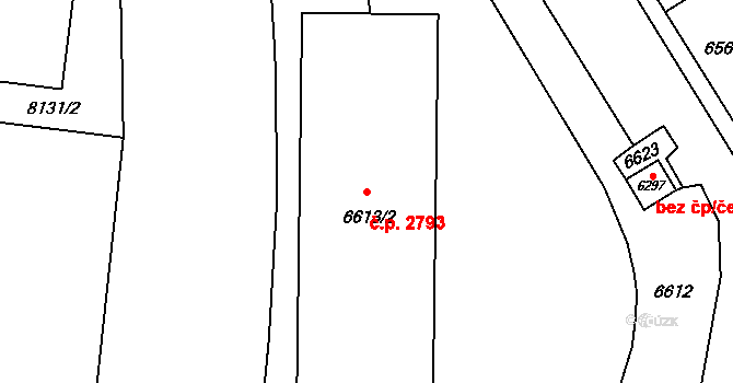 Líšeň 2793, Brno na parcele st. 6613/2 v KÚ Líšeň, Katastrální mapa