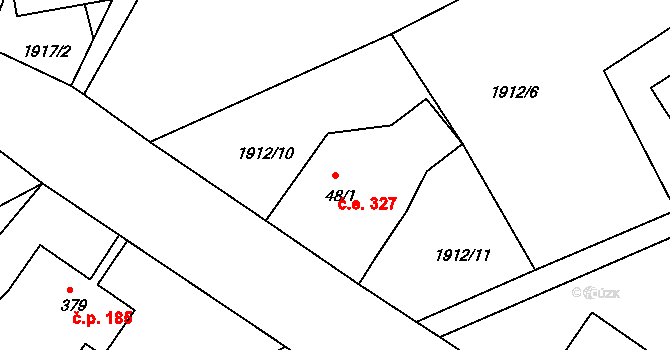 Horní Podluží 327 na parcele st. 48/1 v KÚ Horní Podluží, Katastrální mapa