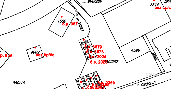 Zlín 3578 na parcele st. 4448/3 v KÚ Zlín, Katastrální mapa