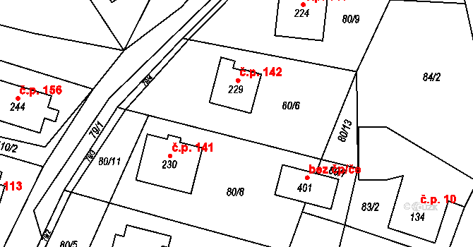 Lukavička 142, Lukavice na parcele st. 229 v KÚ Lukavice, Katastrální mapa
