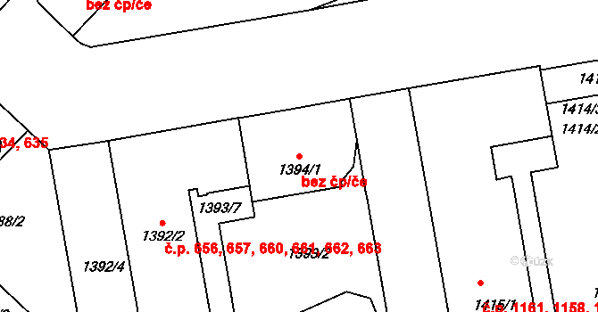 Praha 40482006 na parcele st. 1394/1 v KÚ Vršovice, Katastrální mapa