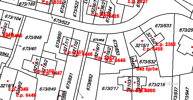 Zlín 2352 na parcele st. 3216/1 v KÚ Zlín, Katastrální mapa
