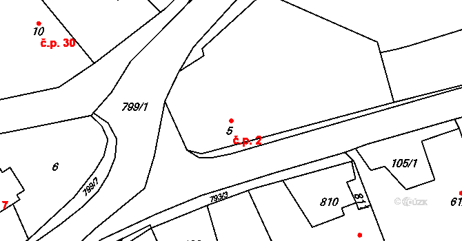 Jamnice 2, Stěbořice na parcele st. 5 v KÚ Jamnice, Katastrální mapa