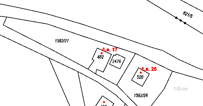 Svatoňovice 17 na parcele st. 482 v KÚ Svatoňovice, Katastrální mapa