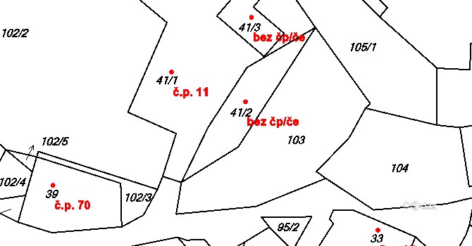 Nová Ves pod Pleší 44463006 na parcele st. 41/2 v KÚ Nová Ves pod Pleší, Katastrální mapa